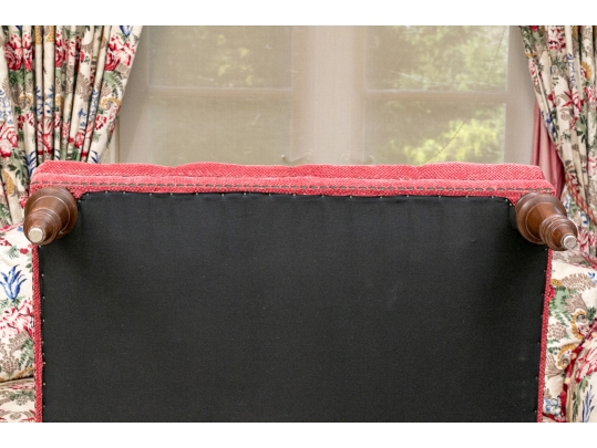 Quality Oversized Custom Upholstered Mahogany Ottoman