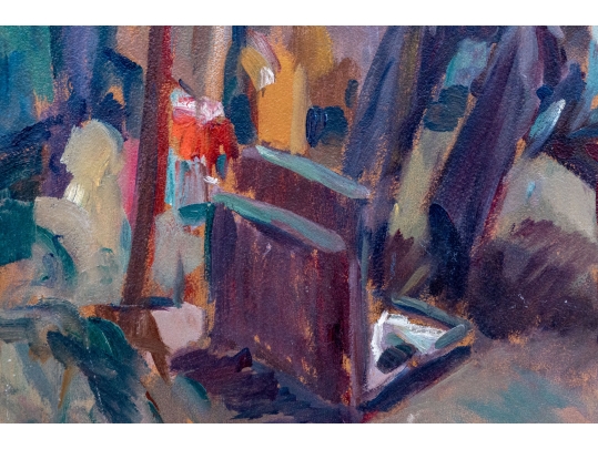 Oil On Board, Artist At Easel