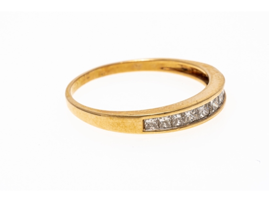 14k Yellow Gold Princess Cut Diamond Band Ring, App. 0.30 TCW, Size 9
