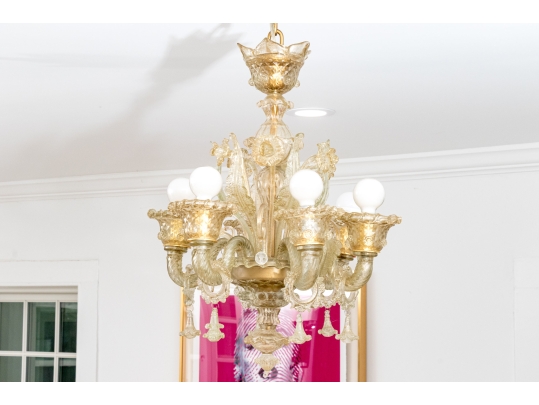 *Quality Murano Or Murano Style Hand-blown Glass Six Lite Chandelier