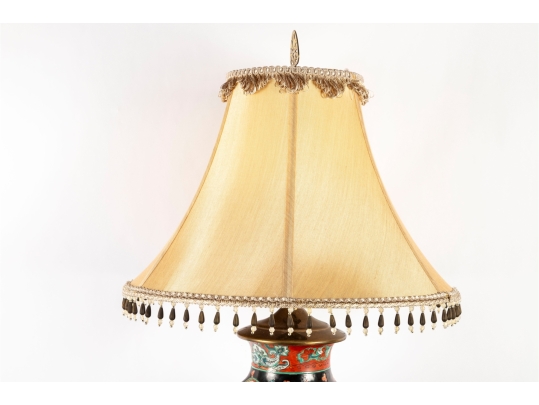 Decorative Paisley Porcelain Table Lamp With Beaded Shade