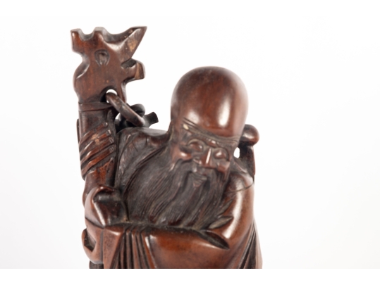 Chinese Carved Wood Figure Of Shou Lao