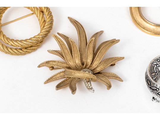 Collection Of Fashion And Limoge Brooches, Necklace And Two Jewelry Boxes