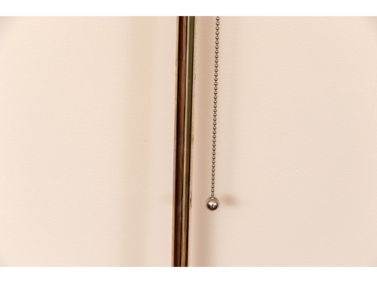 Quality Pair Of Chrome Framed Floor Lamps With Opaque Glass Shades