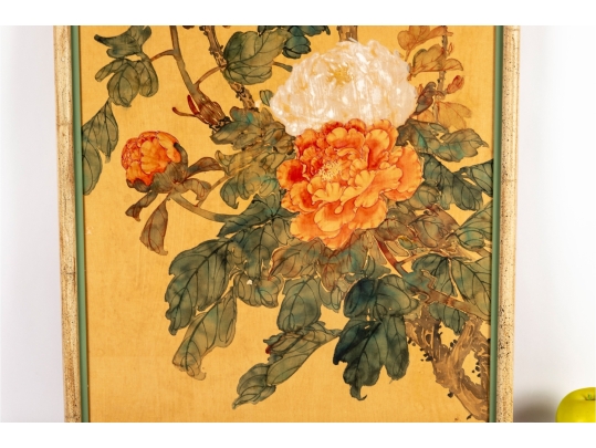 Chinese Watercolor On Silk “Flowers Of The Four Seasons”