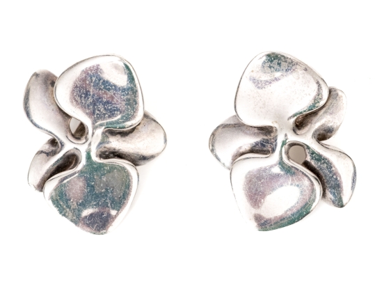 Angela Cummings Sterling Silver Fabulous Vintage Flower Motif Earrings