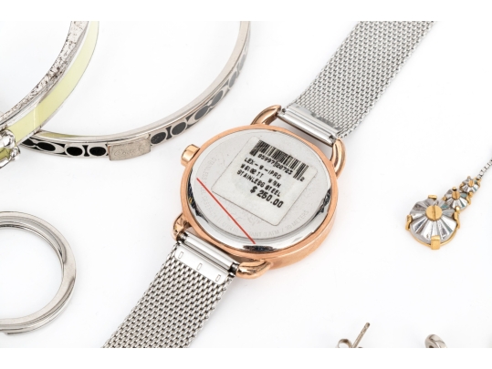 Coach Collection Of Jewelry And Fashion Pieces, Including A Belt Buckle, Boxed, And A Sterling Ring