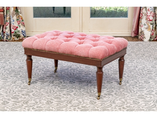 Quality Custom Upholstered Mahogany Ottoman