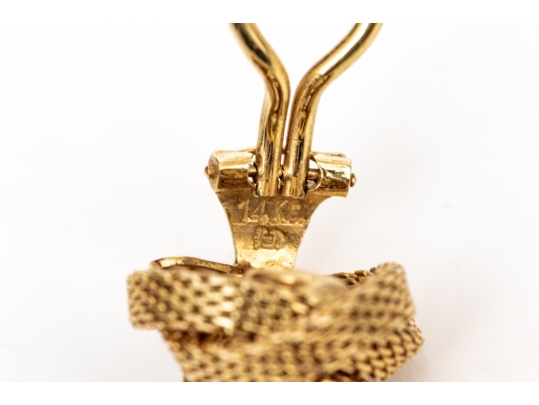 Tiffany & Co. 14k Yellow Gold Vintage Mesh Knot Clip On Style Earrings