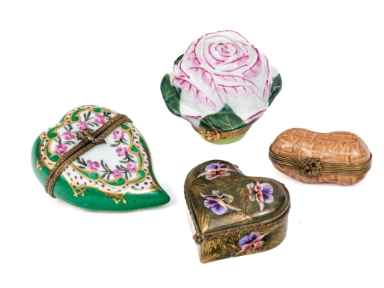 Collection Of Four Hand Painted Limoges Boxes
