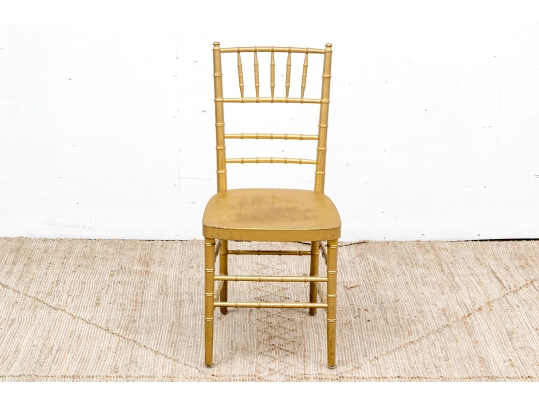 Set Of Twelve Faux Bamboo Gilt Finished Side Chairs, With Cushions