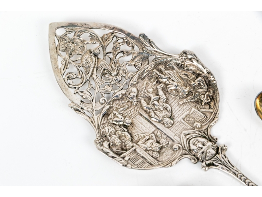 Assembled Collection Of 800 And Silver Plated Serving Pieces, 4.43 Ozt.