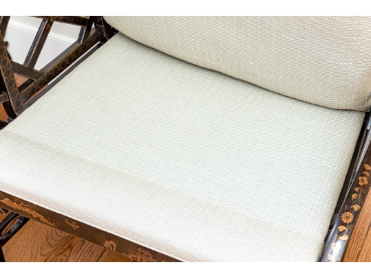 Custom Upholstered Chinoiserie Wing Chairs