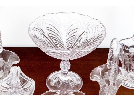 Collection Of Six Pressed Glass Table Pieces
