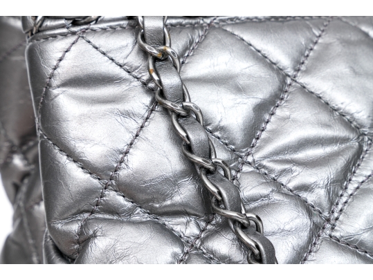 Chanel Silver Metallic Leather 