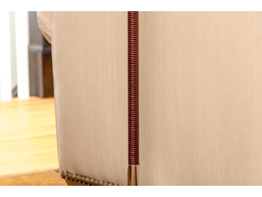 Pair Of Chrome And Rattan Bound Floor Lamps