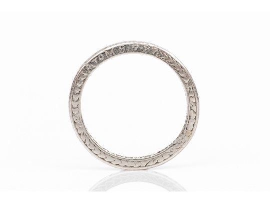 Platinum Vintage Scissor Cut Diamond Set Eternity Band, Size 4.75