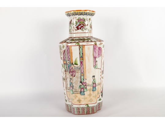 Chinese Famille Rose Porcelain Vase With Qianlong Mark