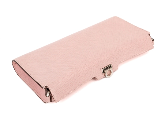Ferragamo Pink Saffiano Leather Baguette Clutch, See Condition Note
