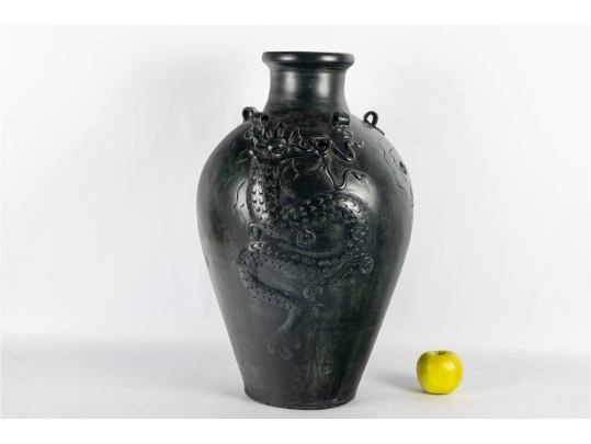 Chinese Style Ceramic Vase With Dragon Relief
