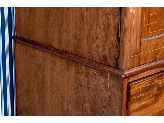 Antique Federal Mahogany Inlaid Linen Press