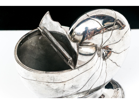 Antique English Victorian Silverplate Nautilus Spoon Warmer