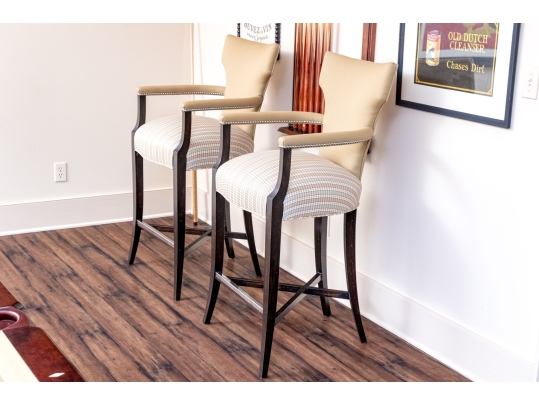 Pair Of Custom Upholstered Barstools