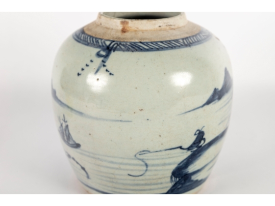 Antique Chinese Blue And White Porcelain Jar