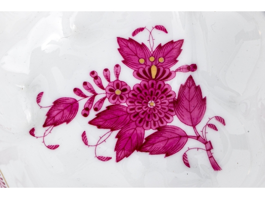 Herend Hungary Hand-Painted Porcelain Bowl, Raspberry Chinese Bouquet Pattern