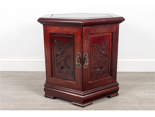 Chinese Carved Hexagonal Cabinet