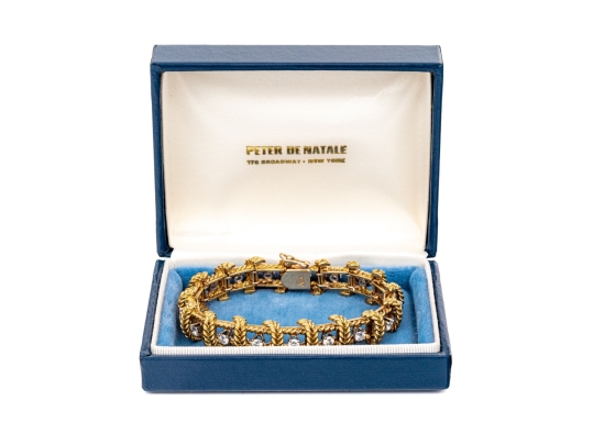 18k Yellow Gold Stunning Vintage Diamond Set Rope Motif Bracelet, App. 2.38 TCW