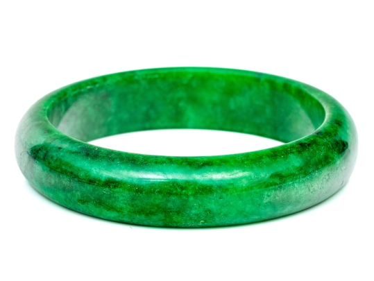 Green Jadeite Jade Small Diameter Slip On Bangle Bracelet, See Conditions
