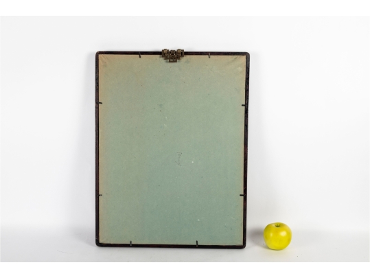 Framed Korean Painting On Silk Depicting Winter Village Scene