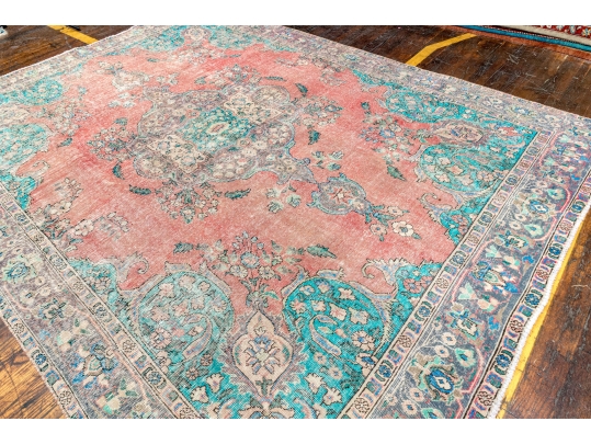 HAND KNOTTED WOOL PERSIAN OVER DYE CARPET, 9-7