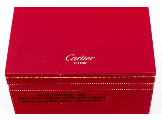 Cartier Sterling Silver Panther And Crystal Ball Paperweight, With Box