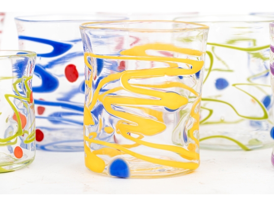 Collection Of Fourteen Peàn Doubulyu Wackie Dot Glass Tumblers