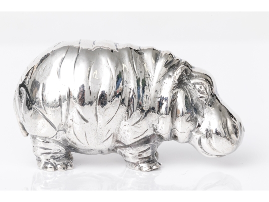 Buccellati Sterling Silver Miniature Charming Standing Hippo, Retail $670