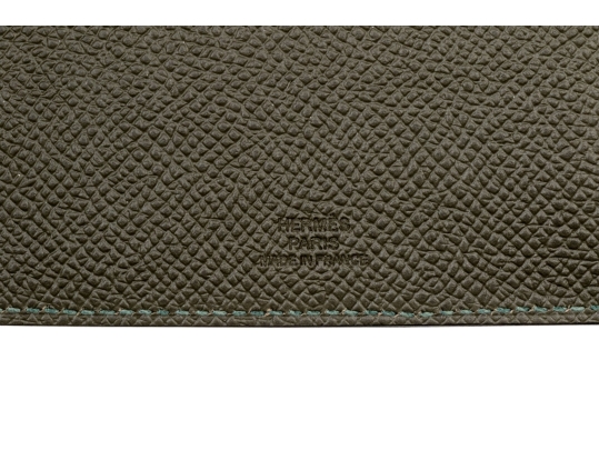 Hermes Olive Green Tarmac Passport Holder, With Box