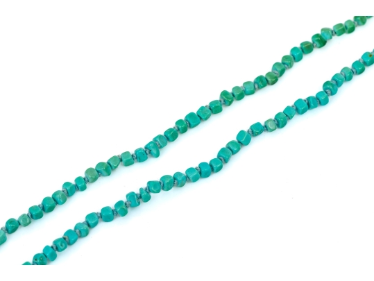 Lovely Narrow Strand Of Tumbled Turquoise Beads, With 14k And 18k Findings