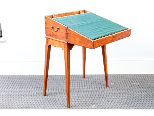 Antique Hinged Lap Desk Affixed On Stand