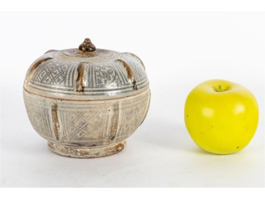 Small Antique Southeast Asian Glazed Pottery Covered Jar