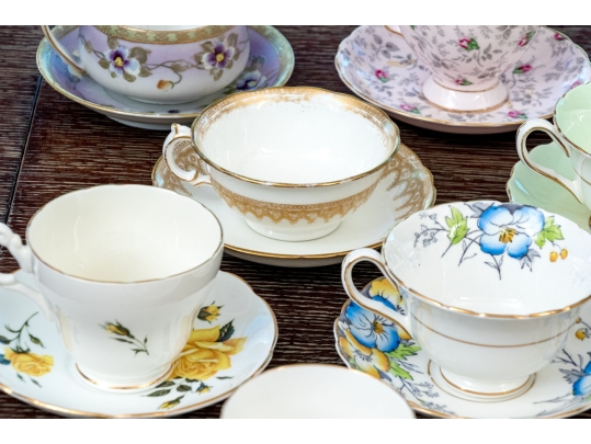 Collection Of Fourteen English Teacups And Saucers