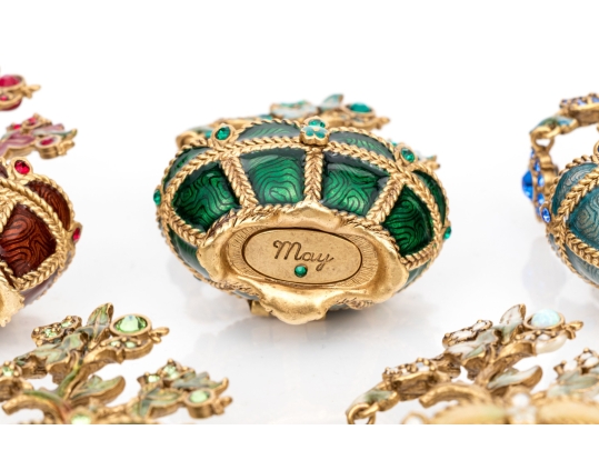 Collection Of Five Jay Strongwater Tiny Potted Month Trees 