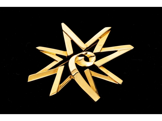 Tiffany & Co. 18k Yellow Gold Paloma PIcasso Impactful Jumbo Graffiti Celestial Star Brooch