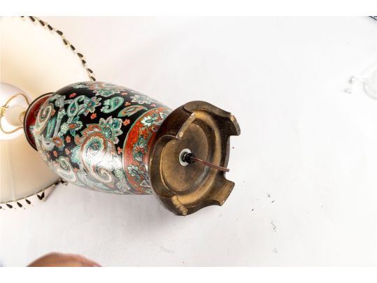 Decorative Paisley Porcelain Table Lamp With Beaded Shade