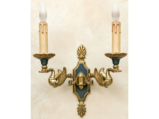 Pair Of French Empire Style Brass Wall Sconces