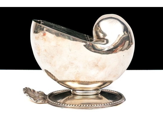 Antique English Victorian Silverplate Nautilus Spoon Warmer