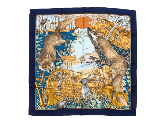 Hermès Fabulous Chasse Au Bois Woodland Scene Silk Scarf