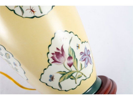 Decorative Porcelain Table Lamp With Floral Motif