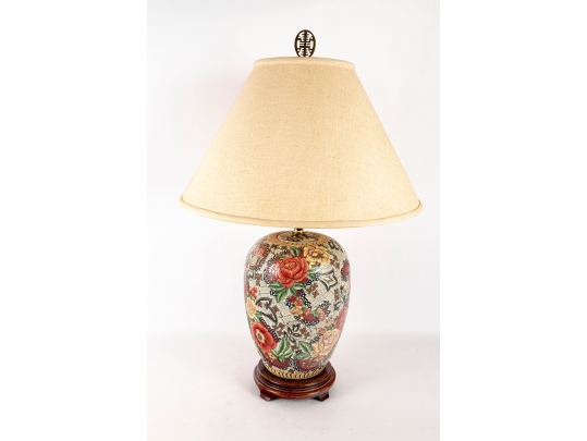 Colorful Floral Porcelain Table Lamp With Shade